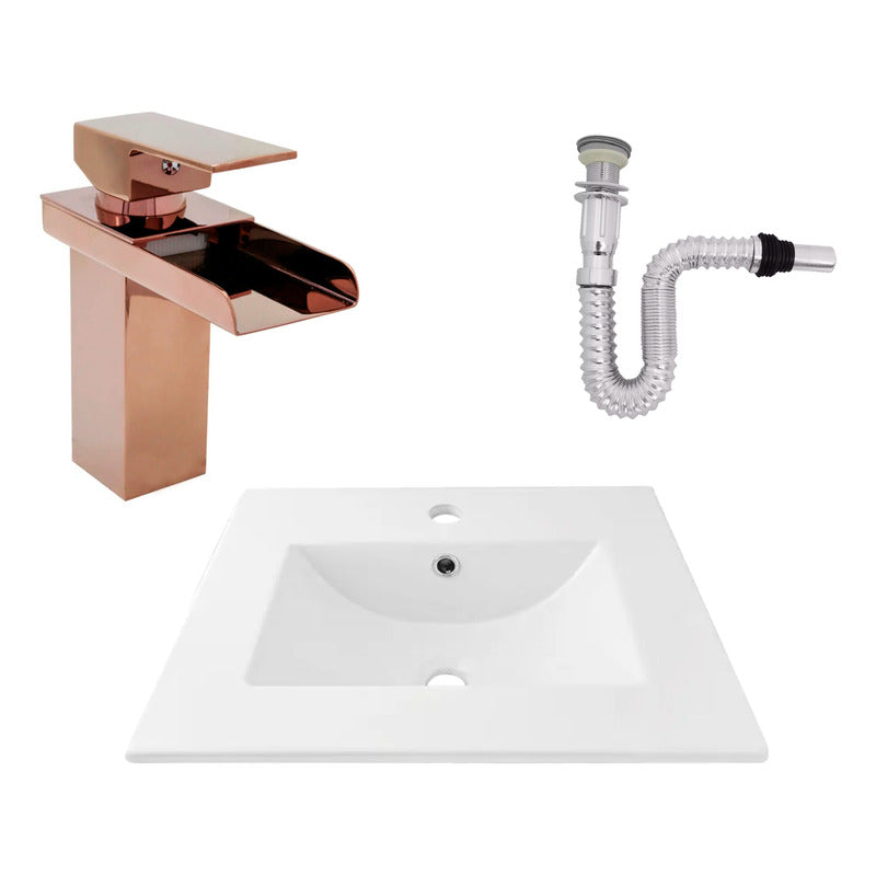 Kit Placa Lavamanos 51*40cm+griferia Monocontrol+push Flex12