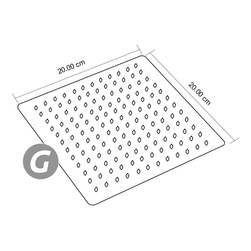 Ducha Cuadrada 20cm Con Tubo Acabado Oro