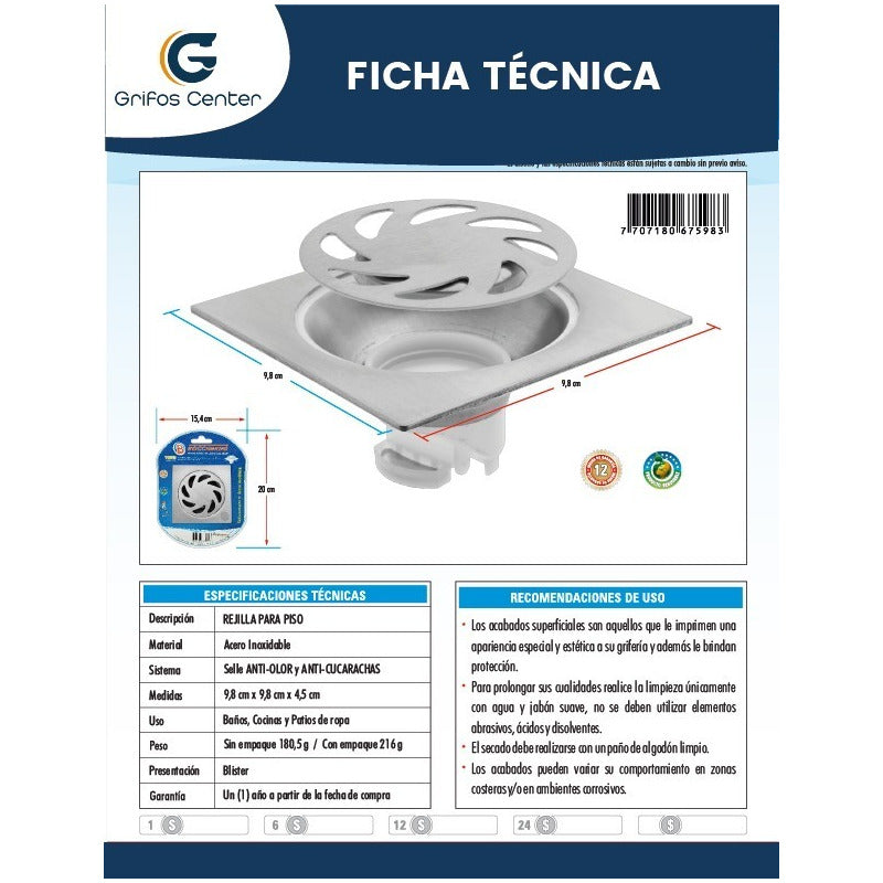 Rejilla Para Piso En Acero Inoxidable Rml