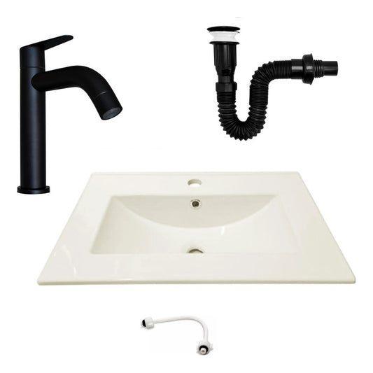 Combo Placa Lavamanos 61*46,5cm+grifo Agua Fria+push Negro2