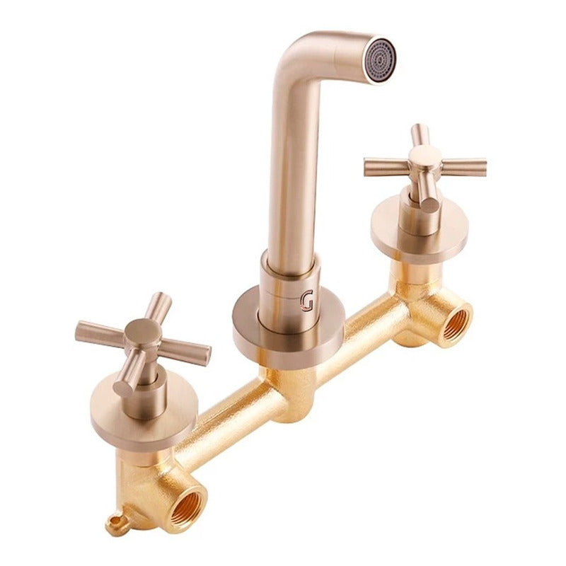 Griferia Mezclador Lavamanos Pared 8  Pulgadas Cobre Níquel