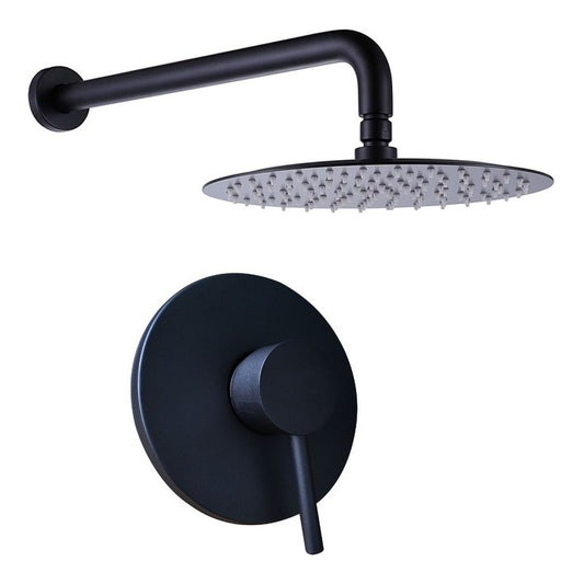 Mezclador Monocontrol Para Ducha + Ducha Circular 20cm Negro