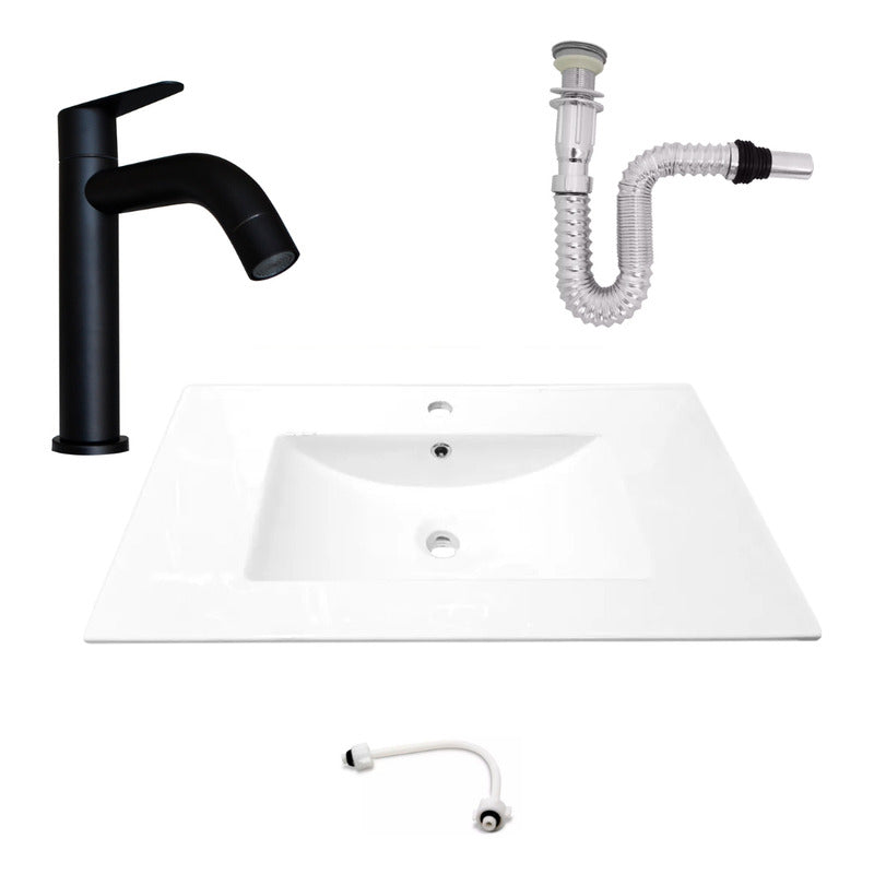 Kit Placa Lavamanos 81*46.5cm+griferia Agua Fria+push Flex.9