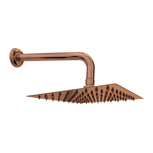 Ducha-regadera Slim Cuadrada 8 Cobre Lascar Con Brazo 30cm