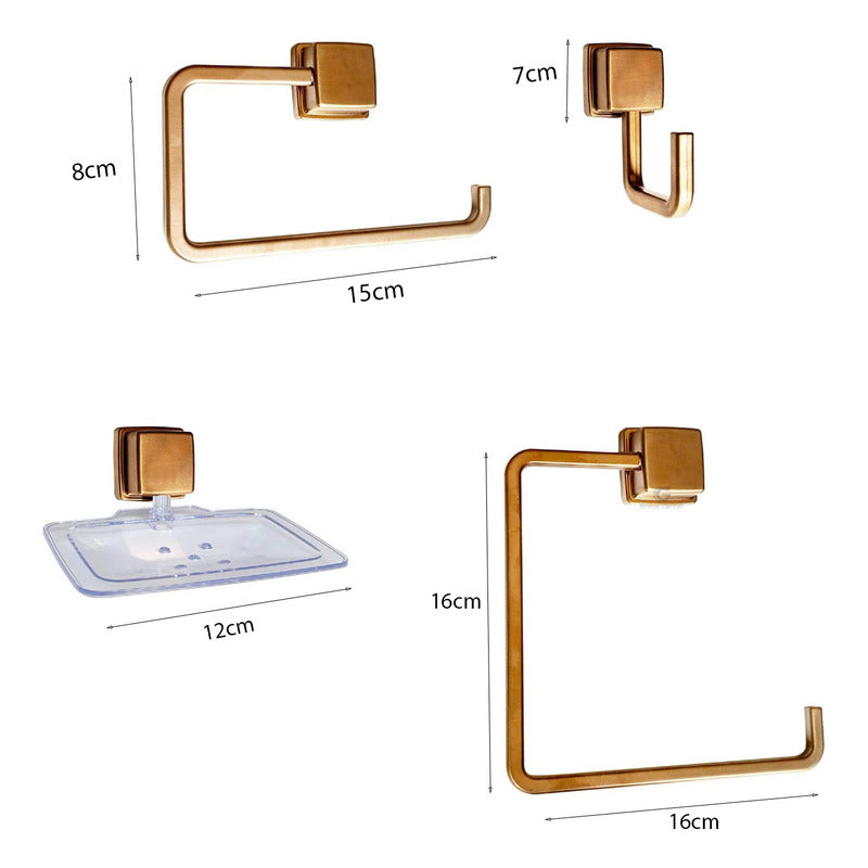 Juego De Accesorios Para Baño Oro Rosa X4 Piezas