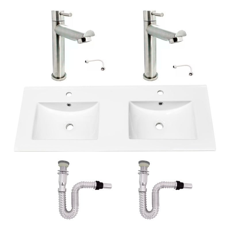 Kit Placa Doble Lavam.121*46.5cm+griferia Ag.fria+push Flex8