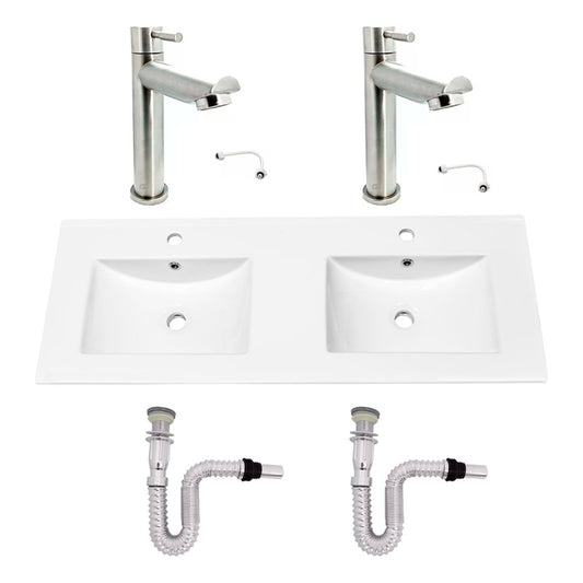 Kit Placa Doble Lavam.121*46.5cm+griferia Ag.fria+push Flex8