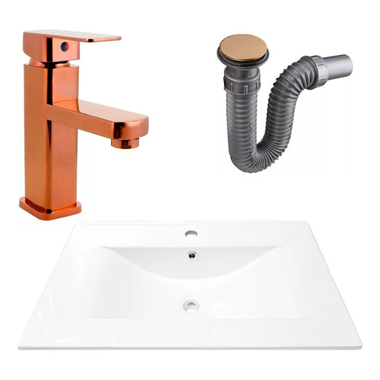 Combo Placa Lavamanos 71*46,5cm+grifo Monocontrol+push Rose1