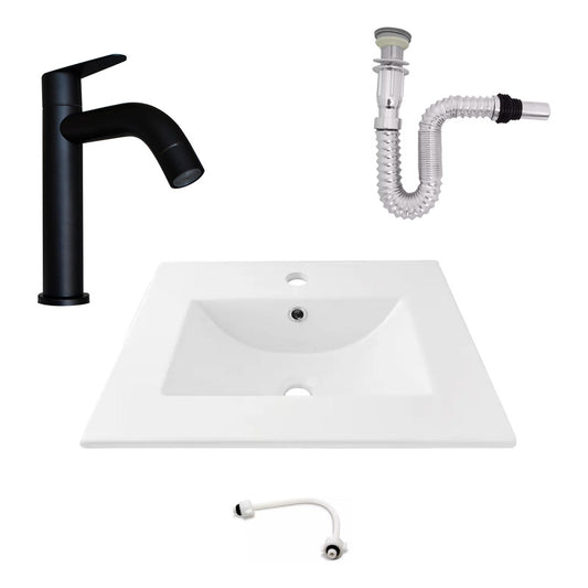 Kit Placa Lavamanos 61*40cm+griferia Agua Fria+push Flex. 9