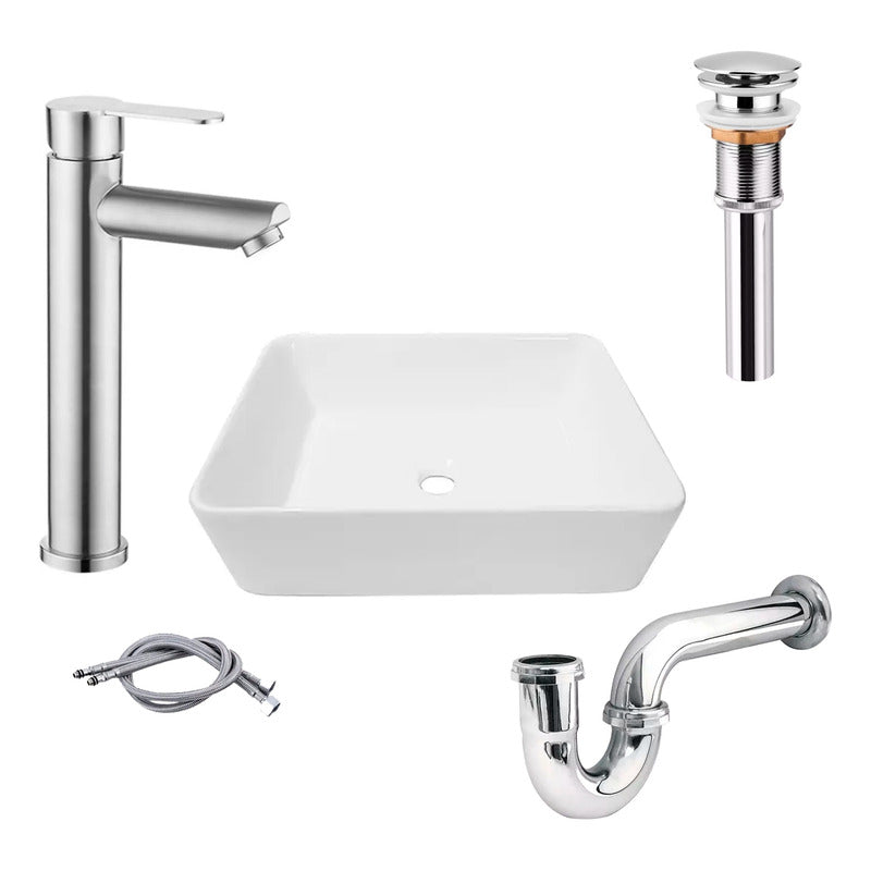 Combo Lavamanos Rectang.+griferia Monocontrol+push+sifongf12