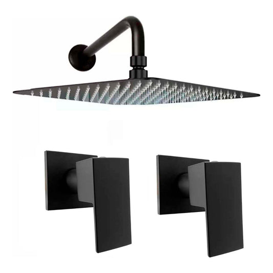 Kit Ducha 15cm +tubo + Mezclador Ducha + Manijas Negro Mig.