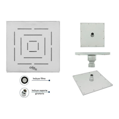 Regadera Ducha Cuadrada Slim Lineal 8puLG