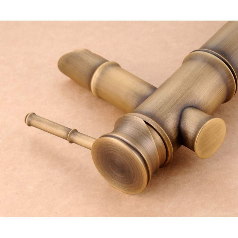 Mezclador Lavamanos Cobre Satin Brillante Alto Tipo Bamboo