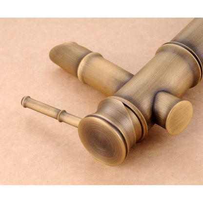Mezclador Lavamanos Cobre Satin Brillante Alto Tipo Bamboo