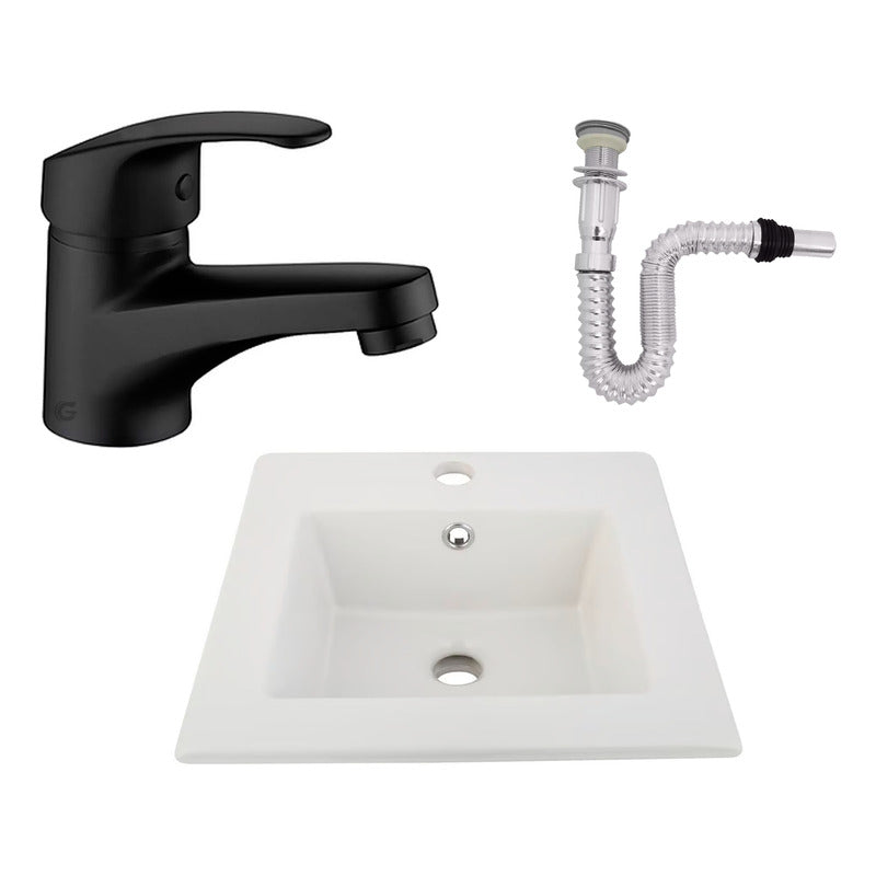 Kit Placa Lavamanos 41cm+griferia Monocontrol+push Flex29