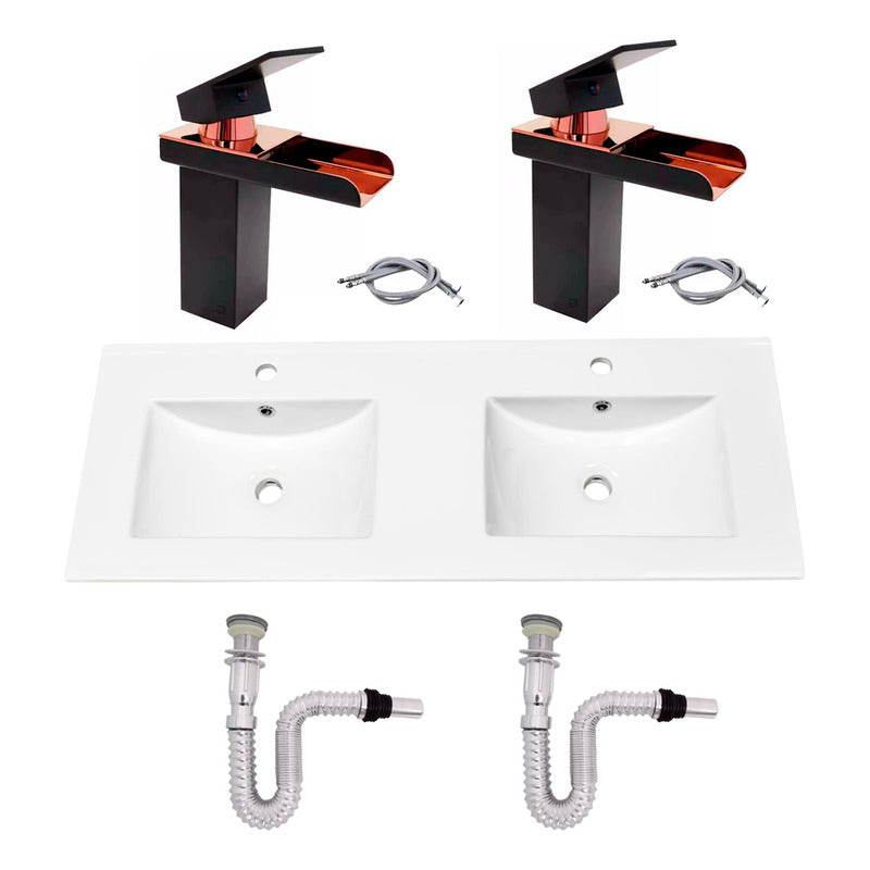 Kit Placa Doble Lavam.121*46.5cm+griferia Monoc+push Flex13