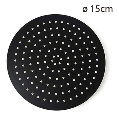 Regadera Ducha Redonda Negro Mate 6puLG (15cm) + Tubo