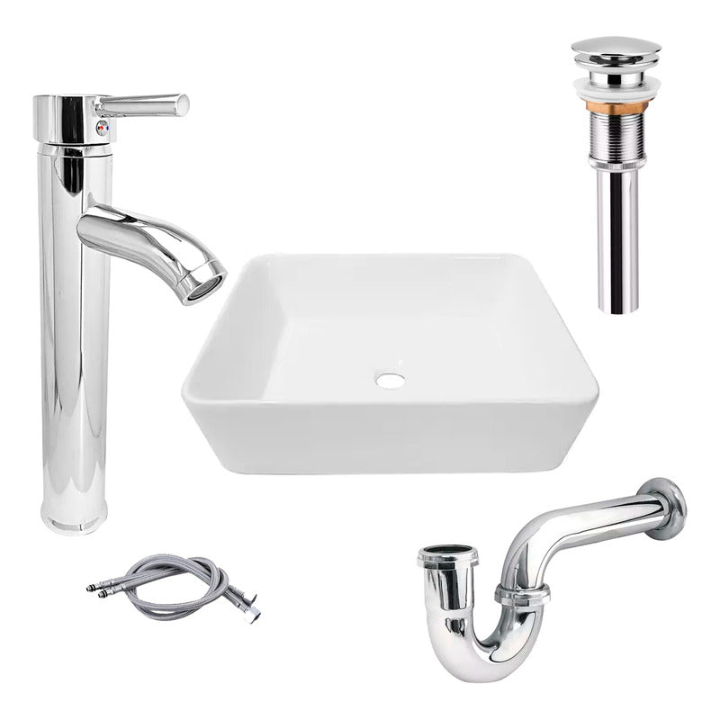 Combo Lavamanos Rectang.+griferia Monocontrol+push+sifon Gf2