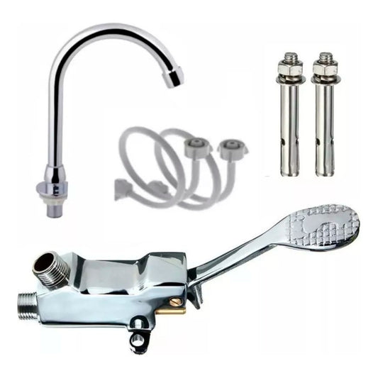 Válvula Llave De Pedal + Cuello Redondo Metálico + Acoples