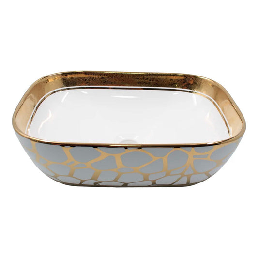 Lavamanos Rectangular Egipcio Dorado/blanca 45.5*32.5*13.5cm
