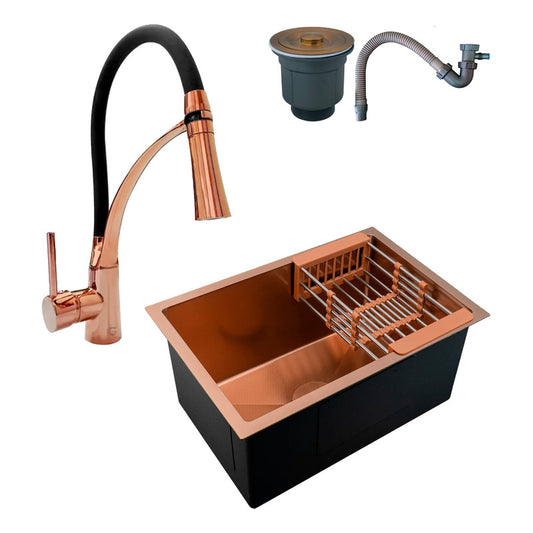 Combo Lavaplatos 51*45cm+griferia Lvp Oro Gourmet+acc