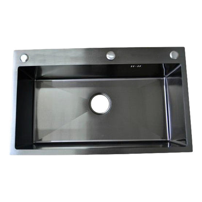 Lavaplatos En Acero 75*45*20cm Negro+accesorios