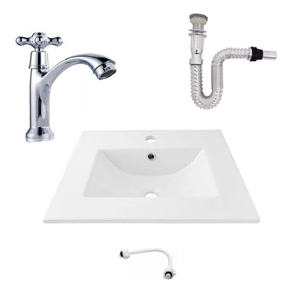 Kit Placa Lavamanos 61*40cm+griferia Agua Fria+push Flex. 5