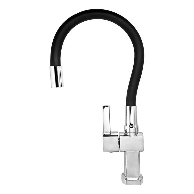 Grifería Llave De Mesón Agua Fria Flexible Negro