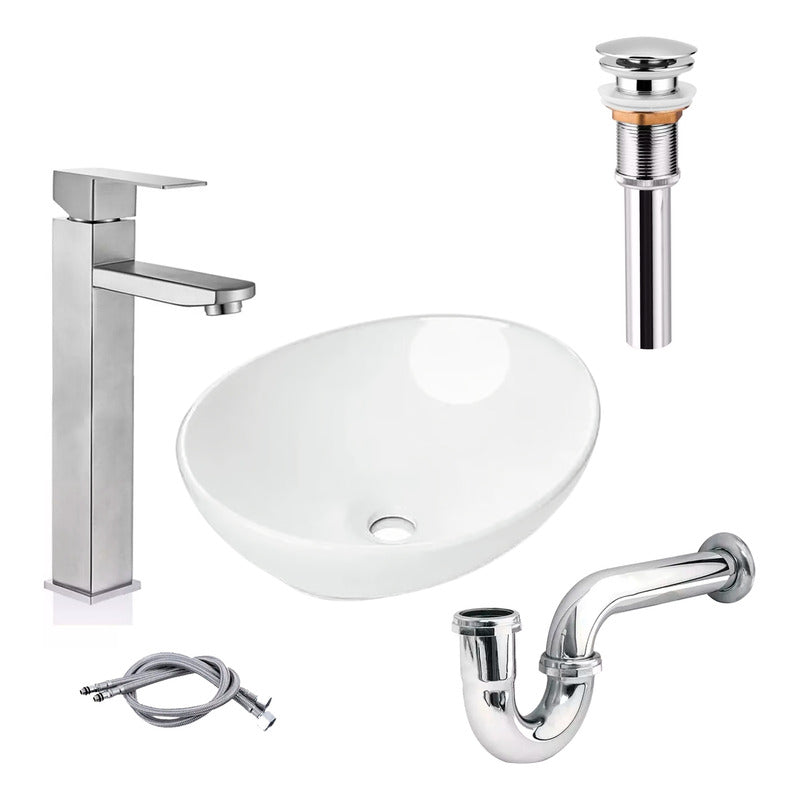 Combo Lavamanos Canoa+griferia Monocontrol+push+sifon Gf6