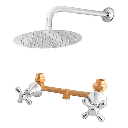 Kit Regadera Ducha Metálica Tubo Pared+mezclador Ducha Cruz