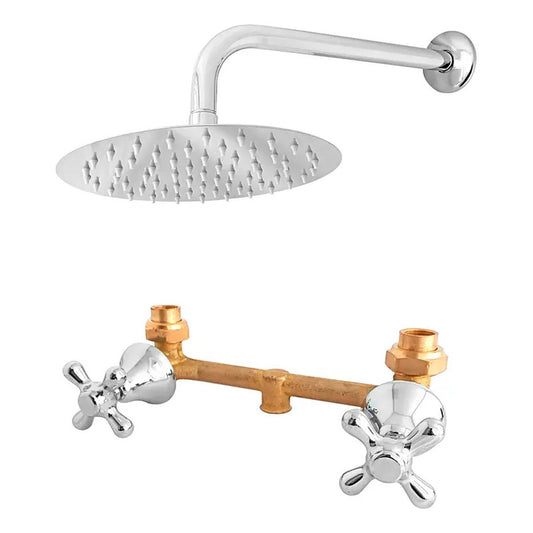 Kit Regadera Ducha Metálica Tubo Pared+mezclador Ducha Cruz