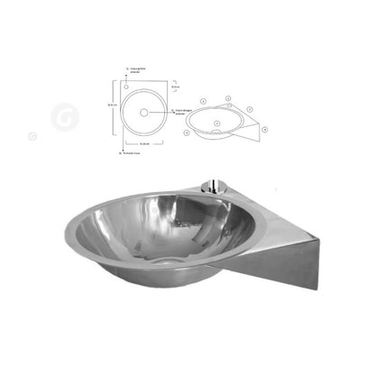 Lavamanos Para  Valvula Llave  Pedal En Acero 40x42