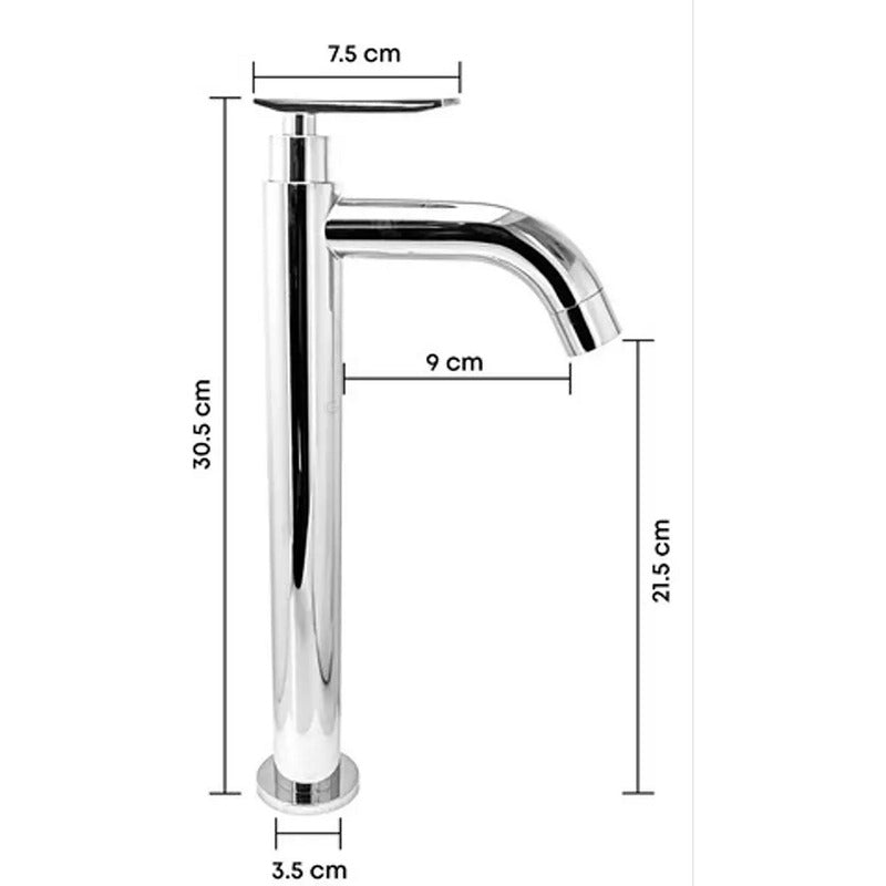 Kit Lavamanos Cuadrado+grifo Agua Fria Plateada Brillo+push