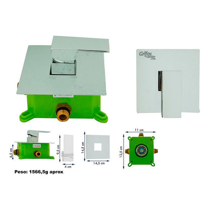 Monocontrol De Ducha Cuadrado Plano