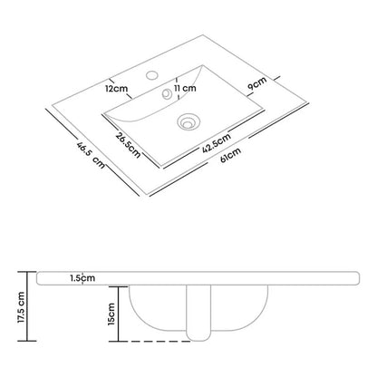 Kit Placa Lavamanos 61*46.5cm+griferia Agua Fria+push Flex.5