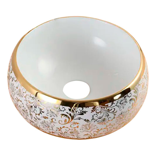 Lavamanos De Sobreponer Blanco/dorado Donna 31*31*14.5cm