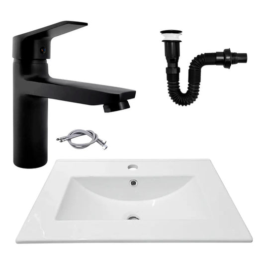 Combo Placa Lavamanos 61*40cm+grif.monocontrol.+push Negro3