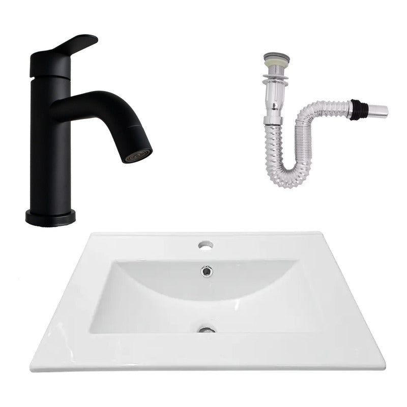 Kit Placa Lavam. 61*46.5cm+griferia Monocontrol+push Flex26