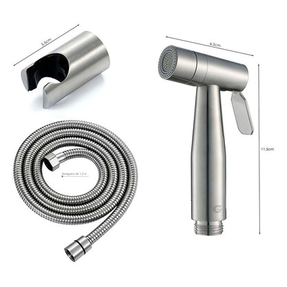 Kit Ducha Bidet Satinada En Acero 304 + Manguera + Soporte