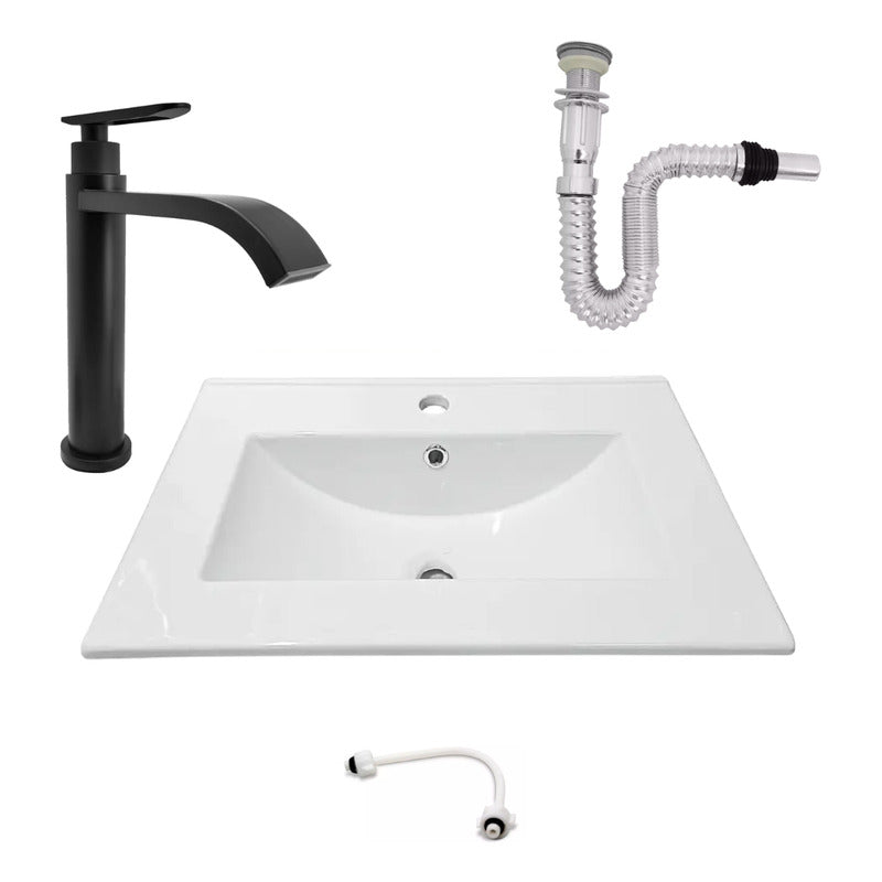 Kit Placa Lavamanos 61*46.5cm+griferia Agua Fria+push Flex.2