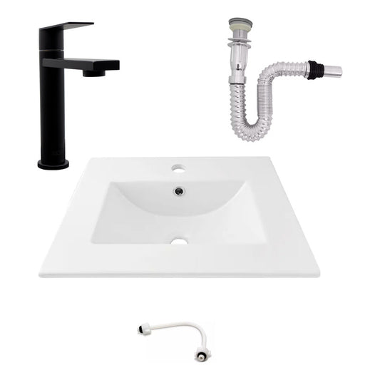Kit Placa Lavamanos 61*40cm+griferia Agua Fria+push Flex. 11