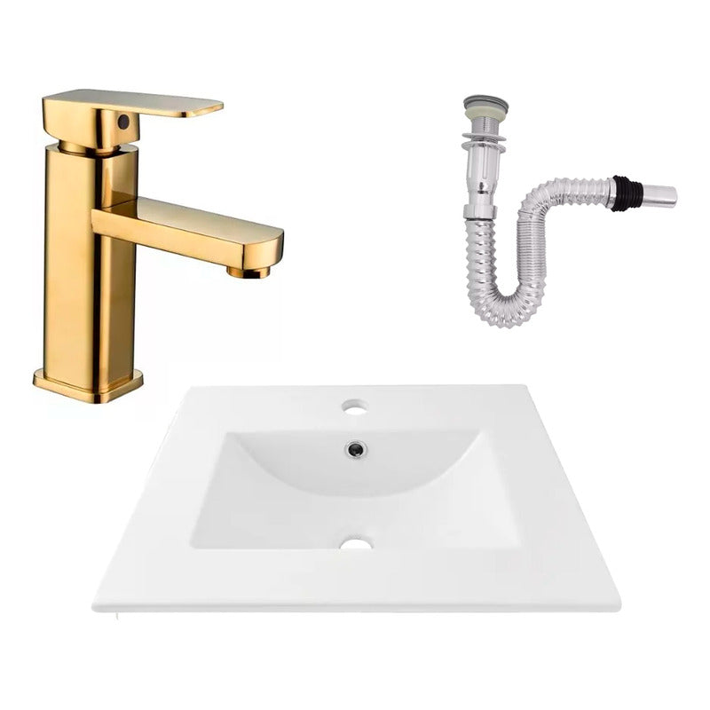 Kit Placa Lavamanos 51*40cm+griferia Monocontrol+push Flex2