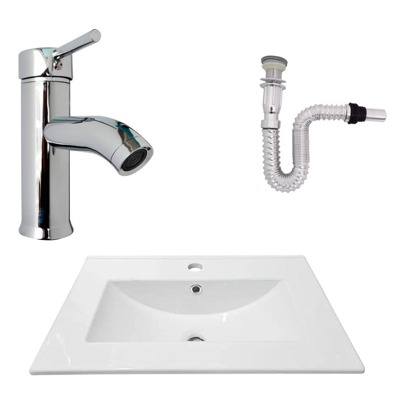 Kit Placa Lavamanos 61*40cm+griferia Monocontrol+push Flex24