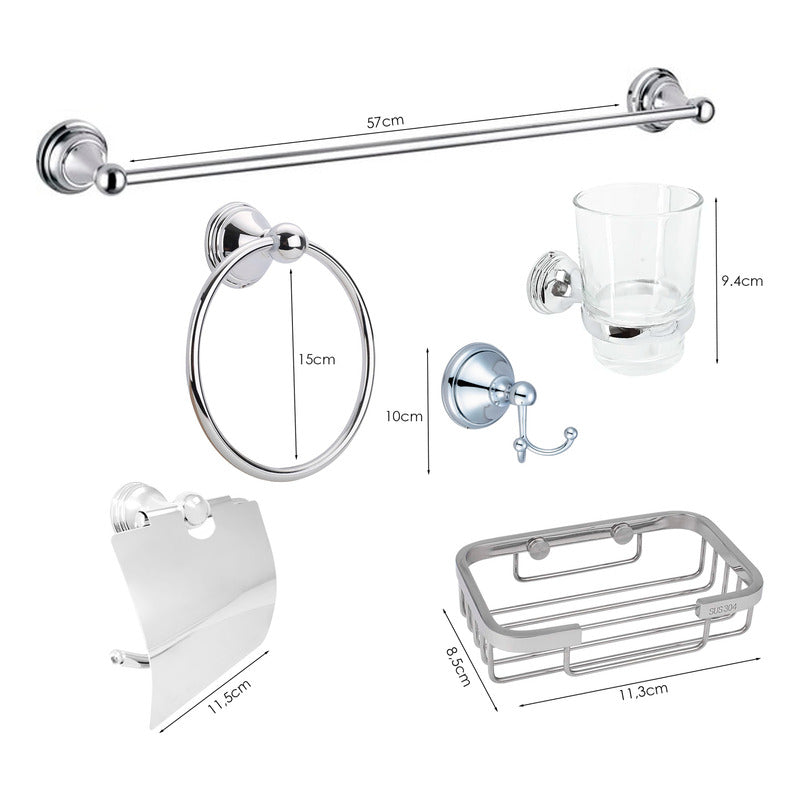 Juego De Accesorios Para Baño Metalico Cromado