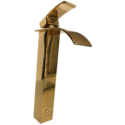 Llave Lavamanos Alta Cascada Vintage Acabado Oro Laton