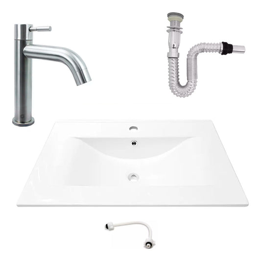 Kit Placa Lavamanos 71*46.5cm+griferia Agua Fria+push Flex.7
