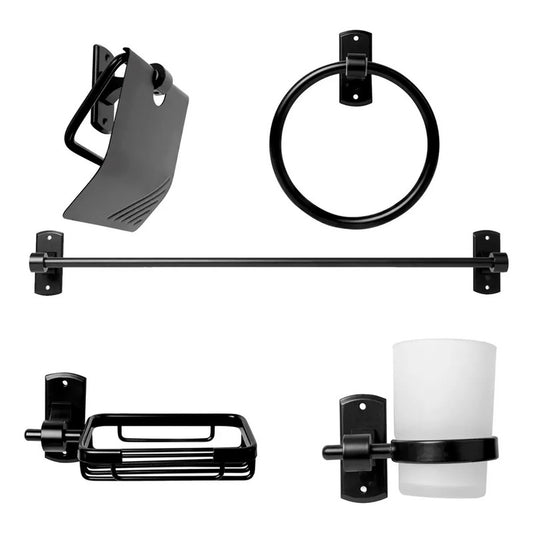 Set Accesorios Para Baño X 5 Piezas Negro Mate