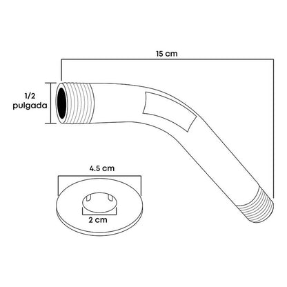 Brazo De Ducha Plástico 15cm A Muro