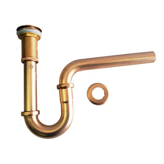 Kit Desague Push En Bronce + Sifón En Acero Oro Latón