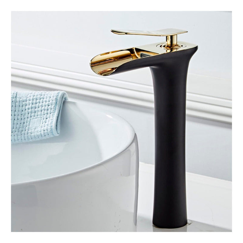 Griferia Monocontrol Lavamanos Cascada Negro/dorado